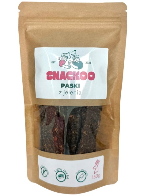 Przysmak dla psa paski mięsne jeleń 100% mięsa Snackoo 150g