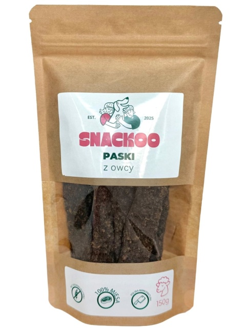 Przysmak dla psa paski mięsne owca 100% mięsa Snackoo 150g