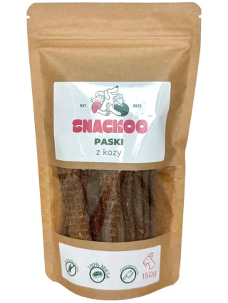 Przysmak dla psa paski mięsne koza 100% mięsa Snackoo 150g