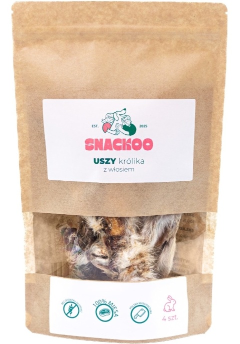 Naturalne smaczki dla psa – uszy królika z włosiem